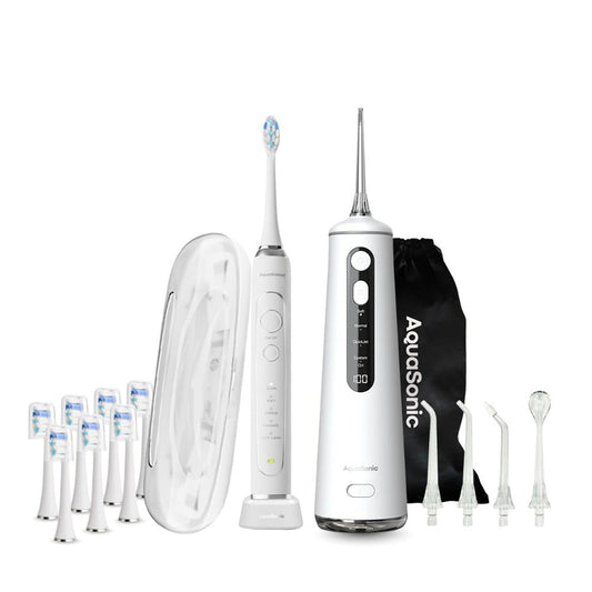 Aquasonic Elite Rechargable Electric Toothbrush & Flosser Bundle