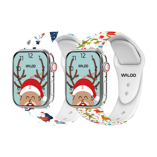 Christmas Themed Silicone Sport Band For Apple Watch  (2 Pack)