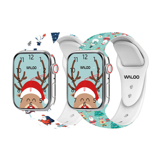 Christmas Themed Silicone Sport Band For Apple Watch  (2 Pack)