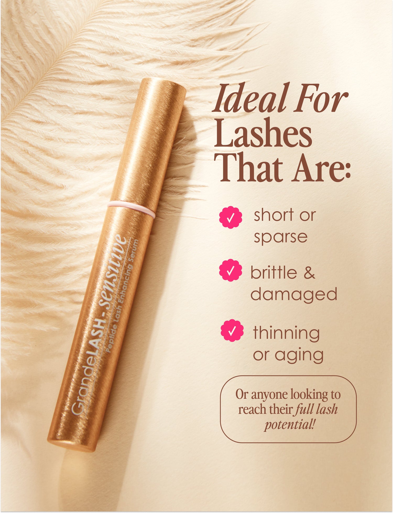Cosmetic product with text on a beige background