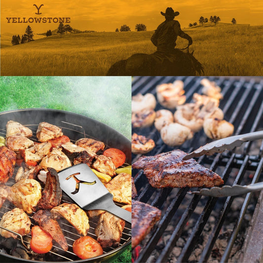 Yellowstone BBQ Tool Set +  Yellowstone Grill Pan