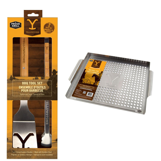 Yellowstone BBQ Tool Set +  Yellowstone Grill Pan