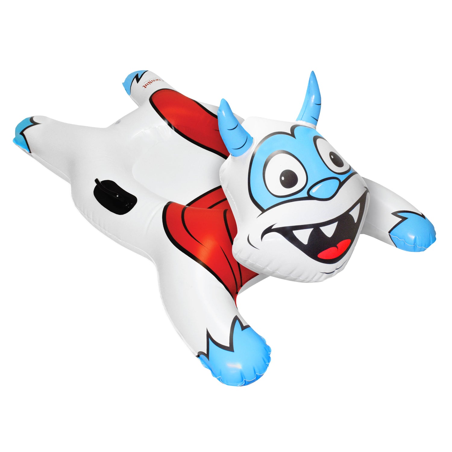 Inflatable toy with a cartoonish design on a white background