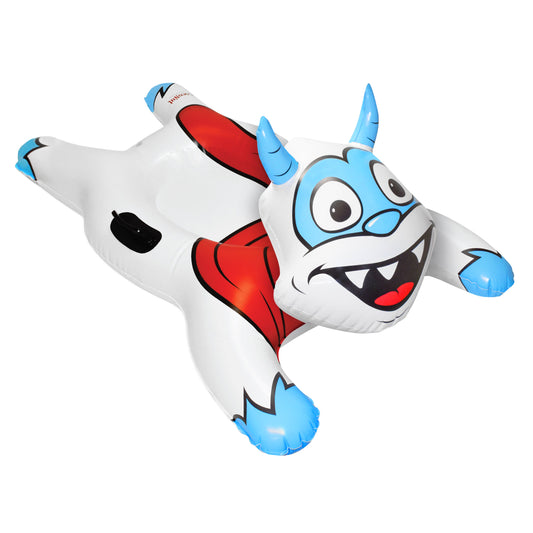 Inflatable toy with a cartoonish design on a white background