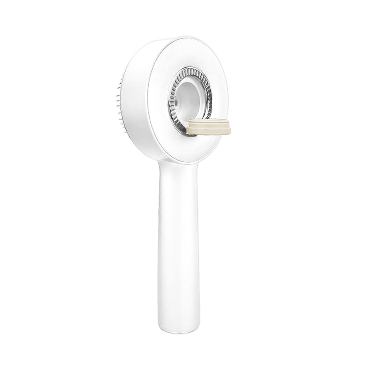 White handheld shower head on a white background