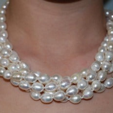 Three Strand Freshwater Pearl Baroque Necklace