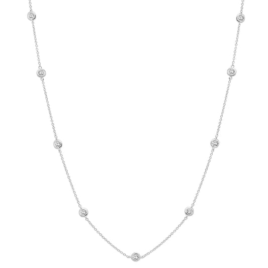 4mm 16" Station Necklace Finished in Platinum