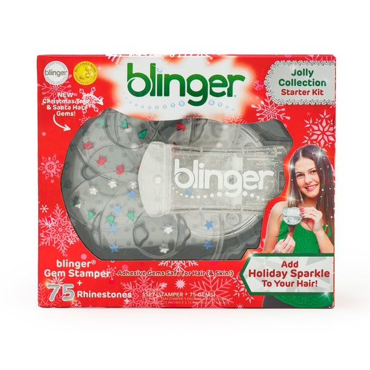 Blinger gem stamper starter kit packaging with red and white design