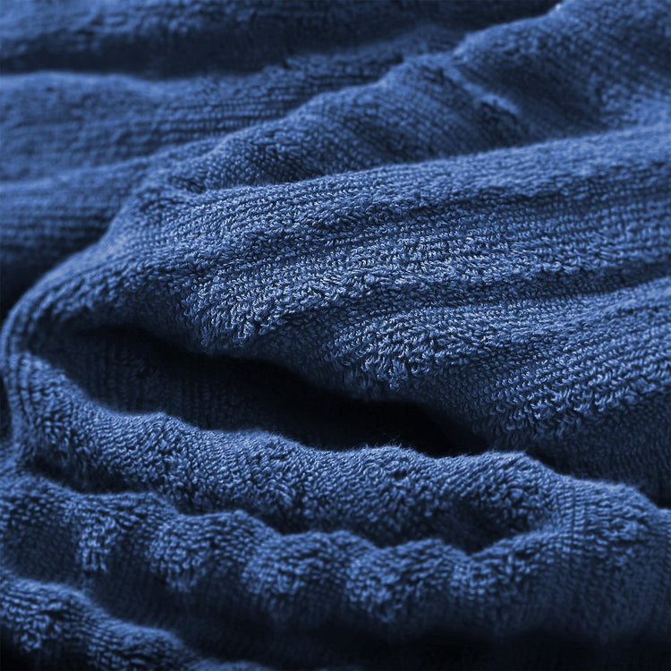 6 Piece Ribbed 100% Egyptian Cotton Towel Set - Deep Blue