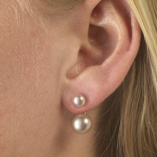 Signature double stud pearl earrings