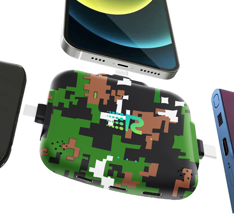 Phone case with pixelated design on a white background