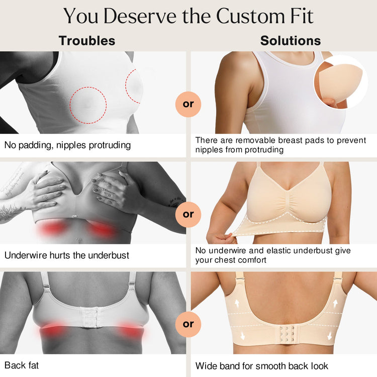 Seamless Comfort Removable Pad Everyday Bra- Slim Strap - Black