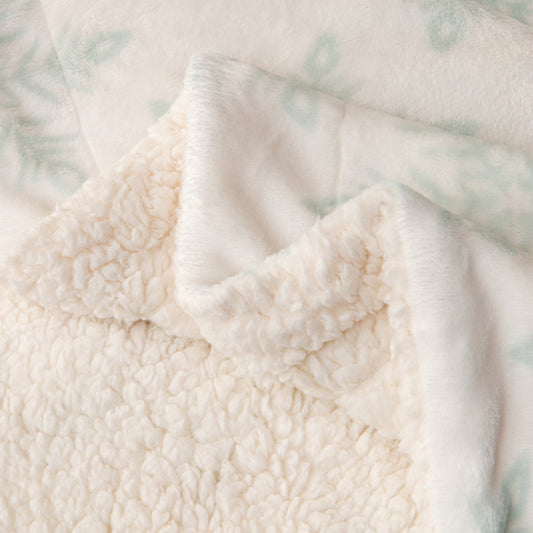 Ultra-Soft Velvet Plush Reversible Sherpa Fleece Blanket - Large Pale Blue Snowflake (Throw)