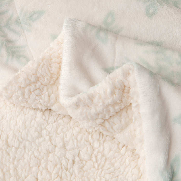 Ultra-Soft Velvet Plush Reversible Sherpa Fleece Blanket - Large Pale Blue Snowflake (Throw)