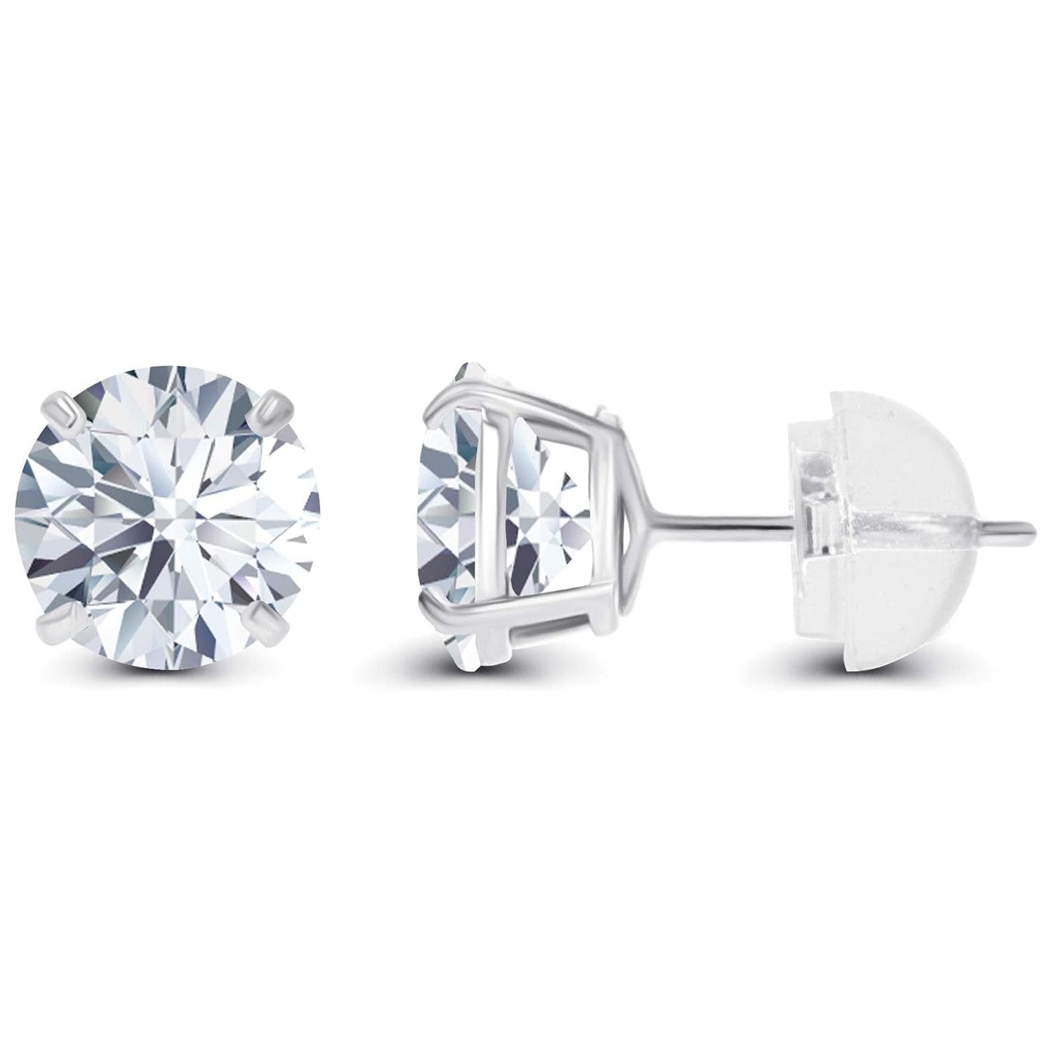 Pair of diamond stud earrings on a white background