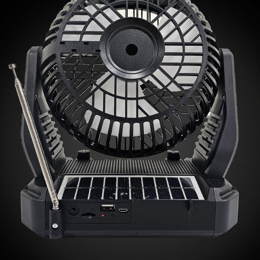 Portable Solar Fan with Speaker and Flashlight