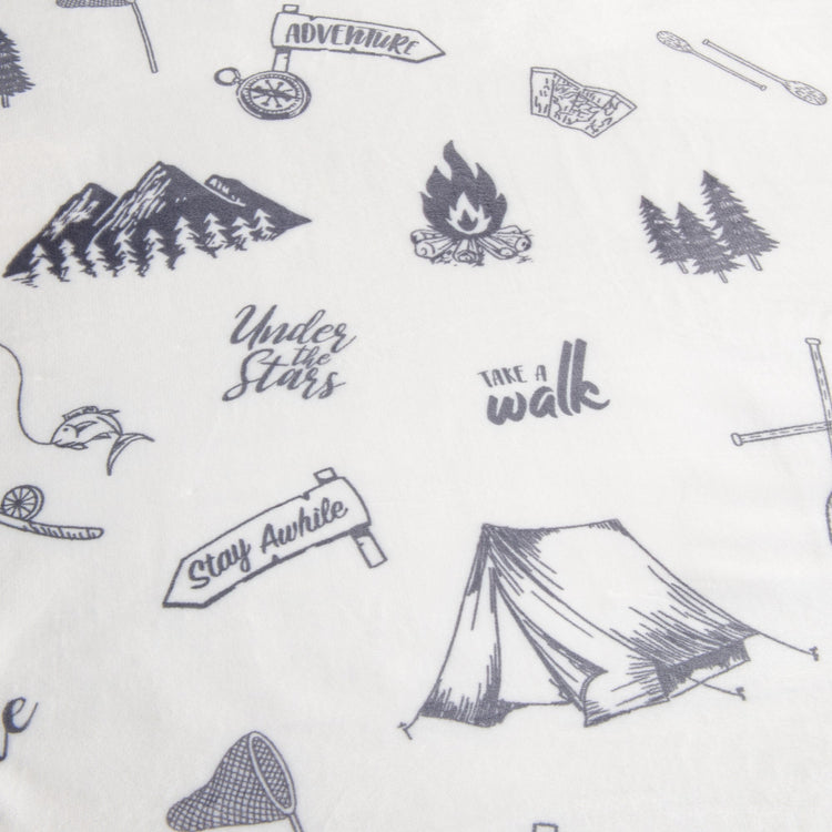Ultra-Soft Velvet Plush Reversible Sherpa Fleece Blanket - Camping (Throw)