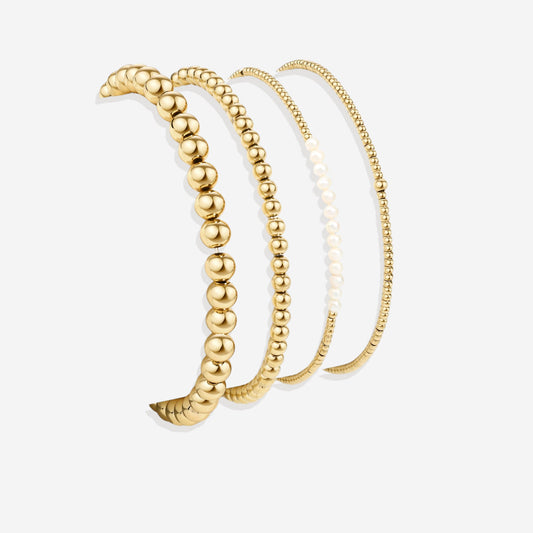 Everyday Pearl Bracelet Stacking Set - Gold