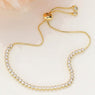 CZ  BEZEL ADJUSTABLE PULL TIE BRACELET - GOLD