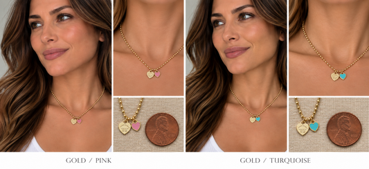 Two necklaces on mannequin busts with a blurred background