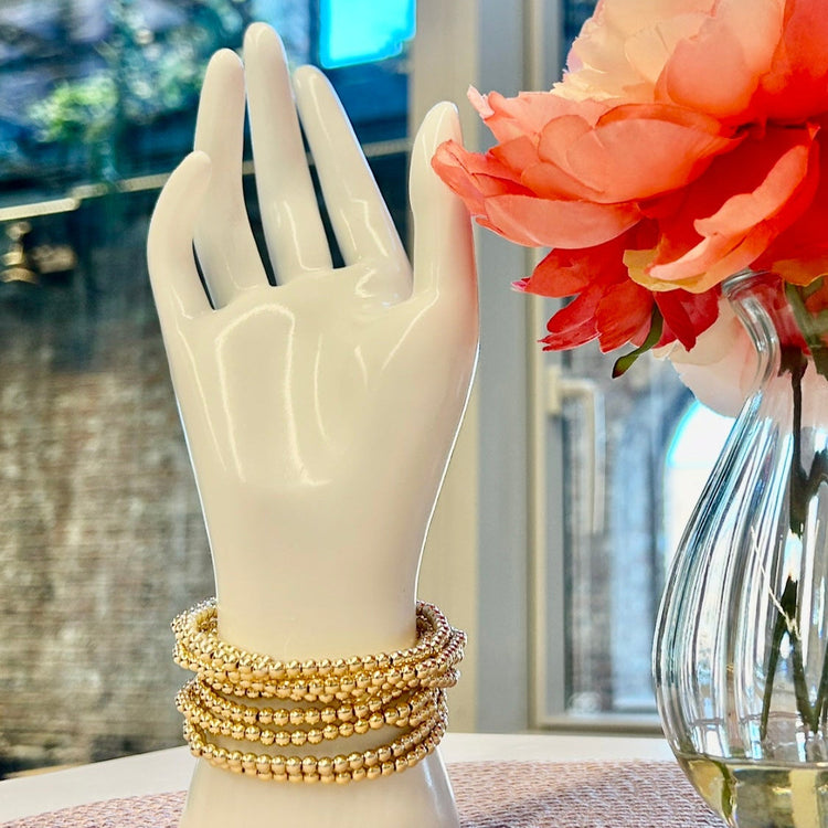10 PC BEADED STETCH BRACELET SET-Gold/Silver