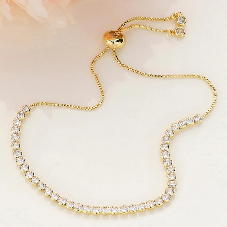 CZ PULL TIE BRACELET GOLD-Buy 2 Get 1 Free