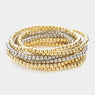 10 PC BEADED STETCH BRACELET SET - GOLD/SILVER
