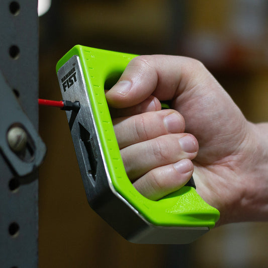 Green and black hammer fist 7 in 1 multi tool on a white background