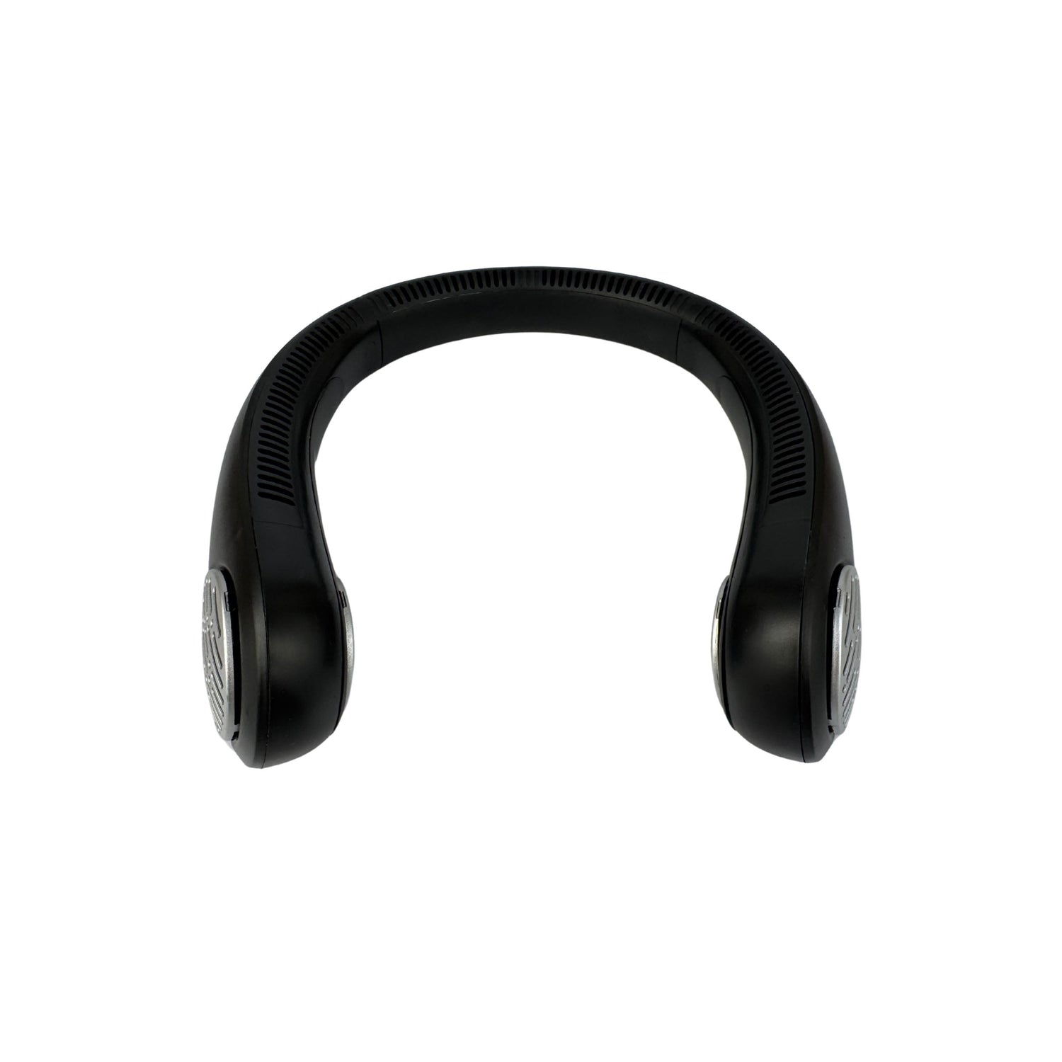 Black headphones on a white background