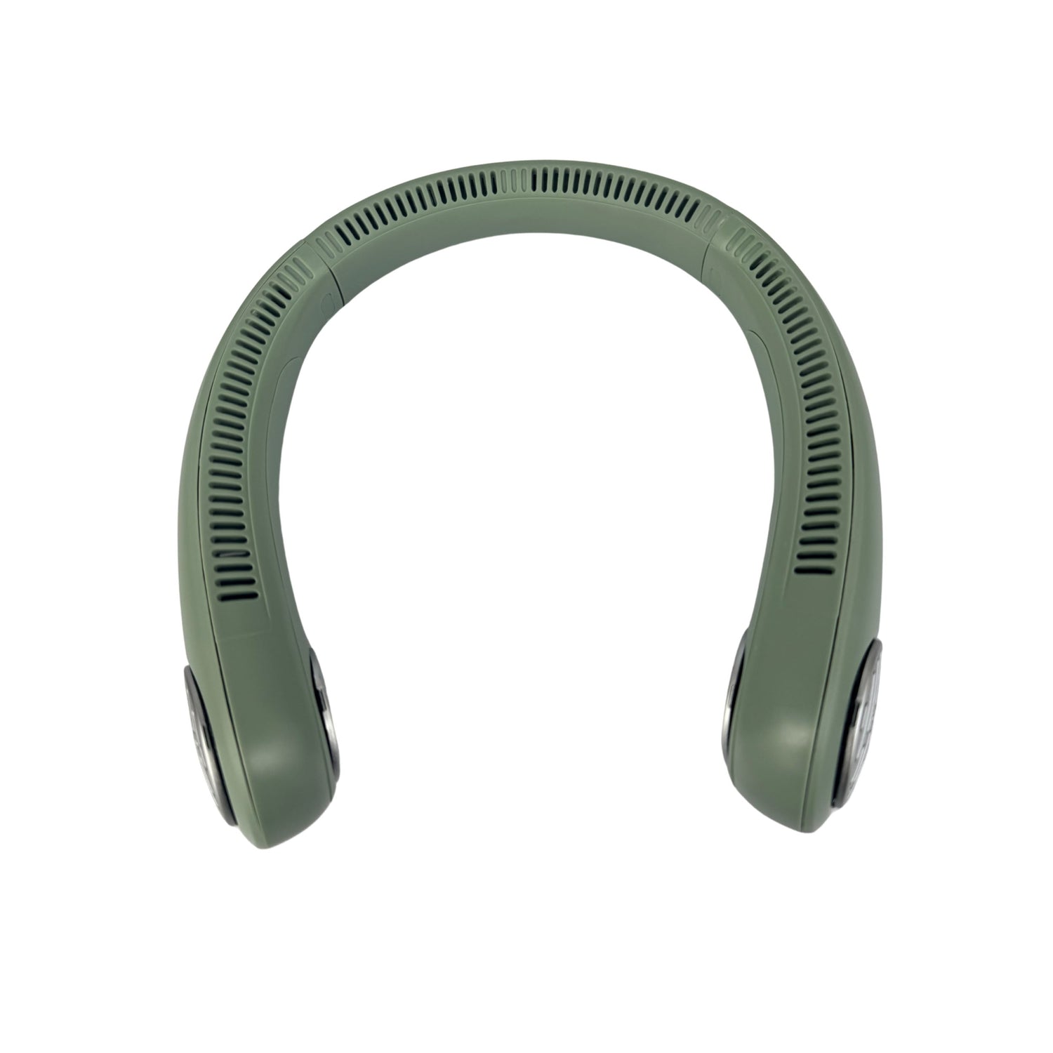 Green neckband headphones on a white background