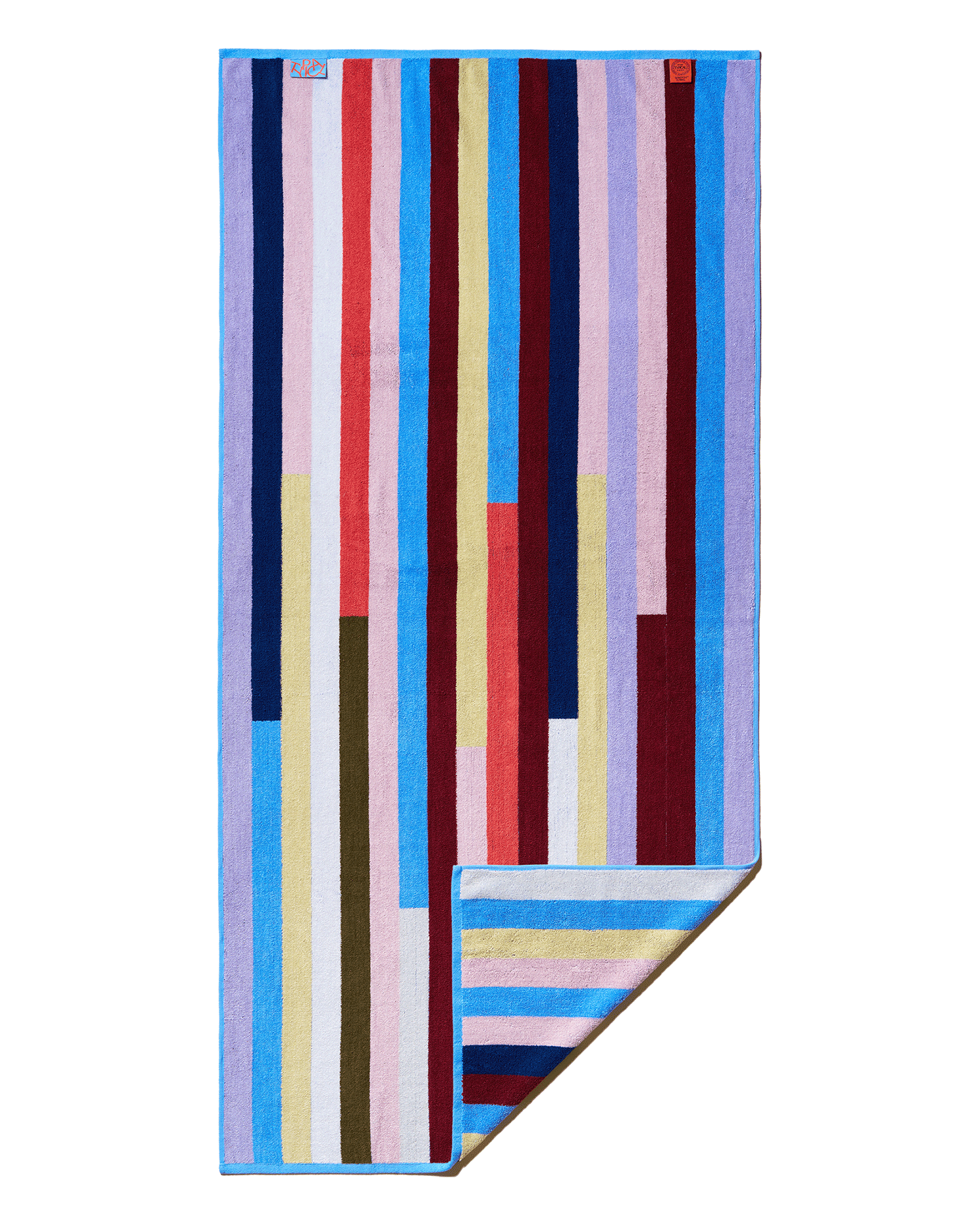 Colorful striped towel on a black background