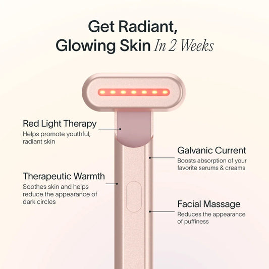 4-in-1 Radiant Renewal Skincare Wand with Red Light Therapy - Rose Gold