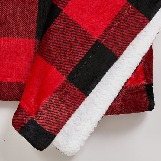 Ultra-Soft Velvet Plush Reversible Sherpa Fleece Blanket - Red/Black (Throw)