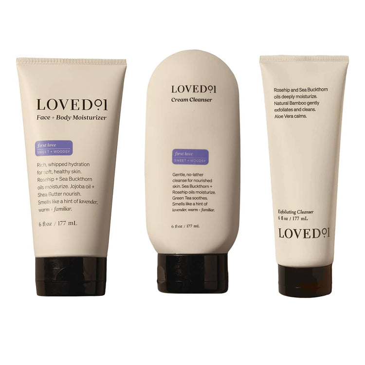 Three LOVEDOi skincare products on a white background