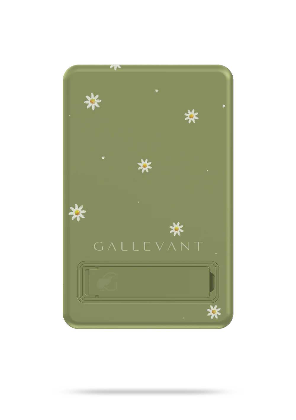 Green case with floral designs and 'GALLEVANT' branding on a white background