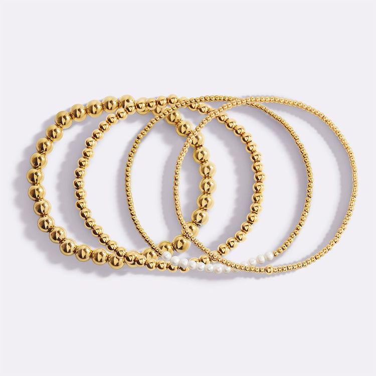 Everyday Pearl Bracelet Stacking Set - Gold