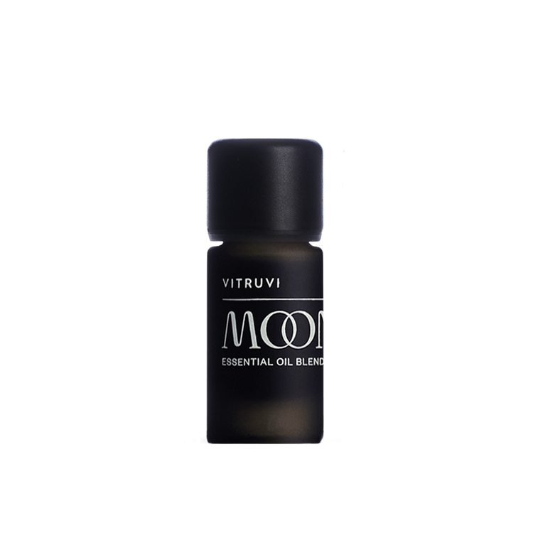 Vitruvi Moon essential oil blend bottle on a white background