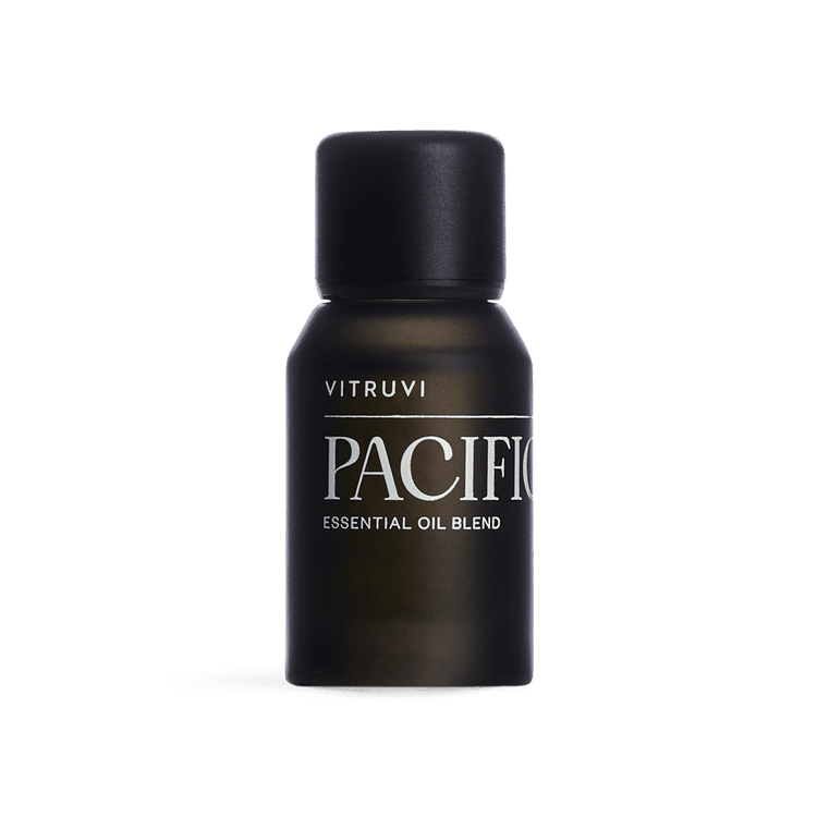 Vitruvi Pacific essential oil blend bottle on a transparent background