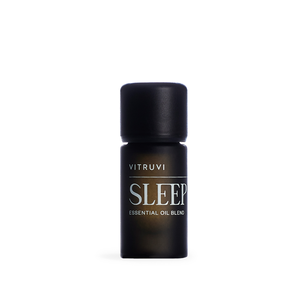 Vitruvi Sleep essential oil blend bottle on a white background