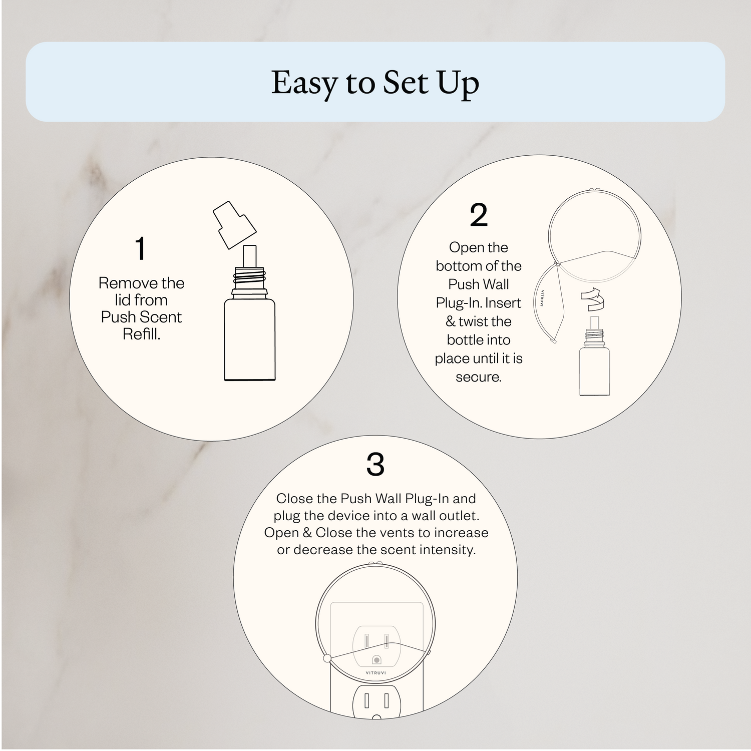 Step-by-step installation guide for a wall-mounted device on a light gray background