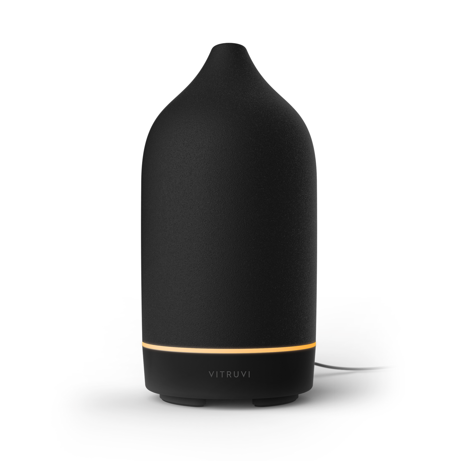 Black Vitruvi diffuser on a white background
