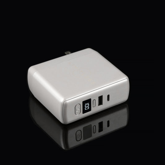 3-In-1 Wall Charger and 10,000mAh Portable Power Bank with Digital Display - Silver
