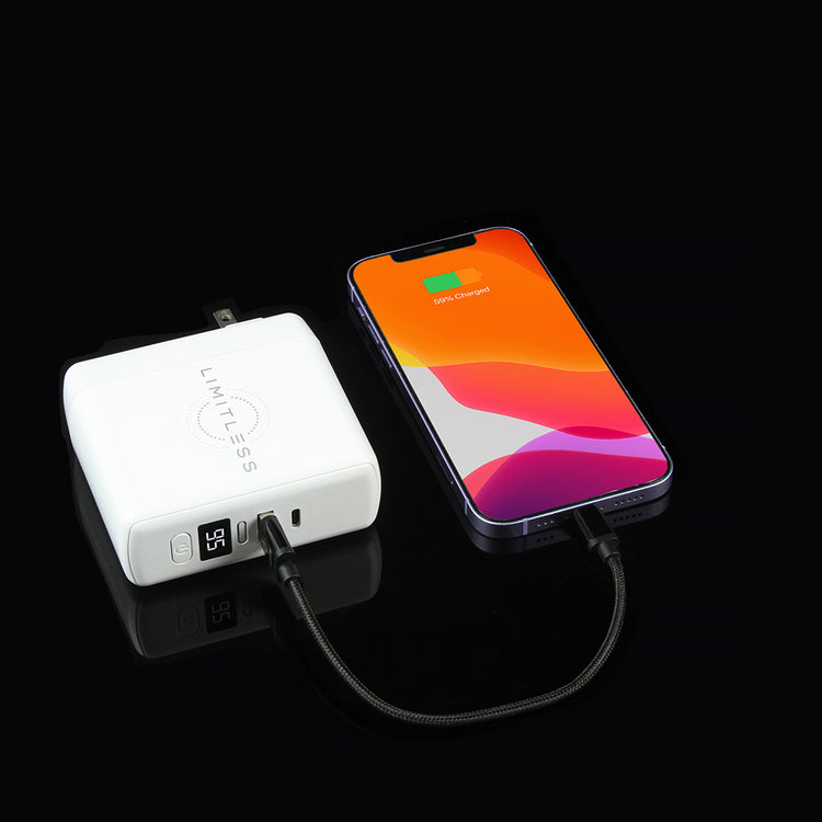SPECIAL OFFER 3-In-1 Wall Charger and 10,000mAh Portable Power Bank with Digital Display - White