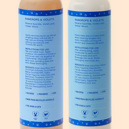 Shampoo and Conditioner Set - Raindrops and Violets - 8oz
