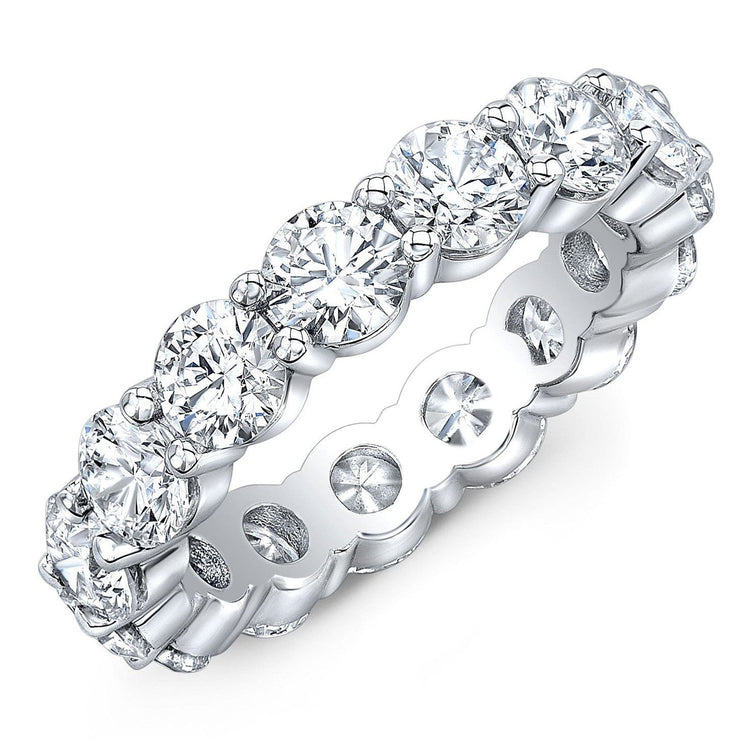 5.00 CTW Created Moissanite Eternity Band in 14k Gold Overlay – Round Cut Classic Ring - White Gold