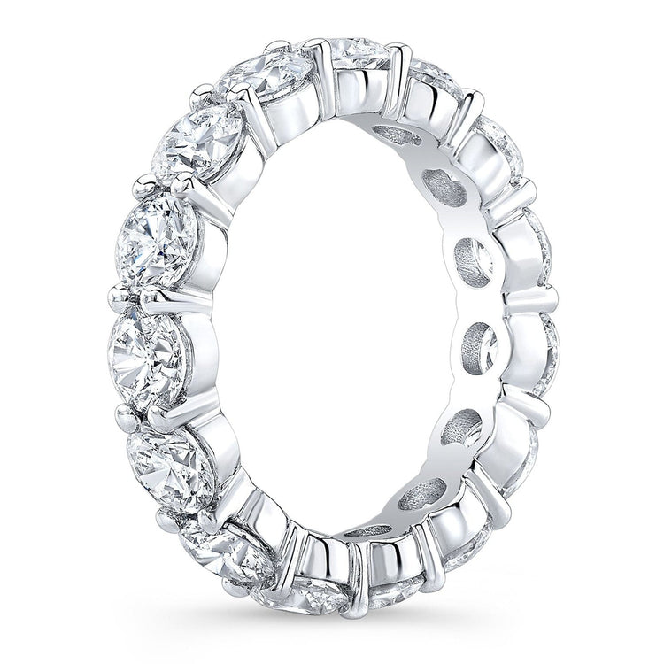 5.00 CTW Created Moissanite Eternity Band in 14k Gold Overlay – Round Cut Classic Ring - White Gold