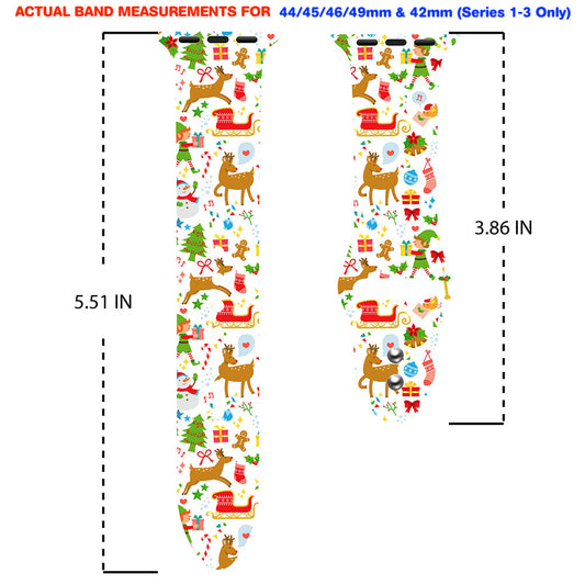 Christmas Themed Silicone Sport Band For Apple Watch  (2 Pack)