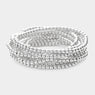 10 PC BEADED STETCH BRACELET SET - SILVER