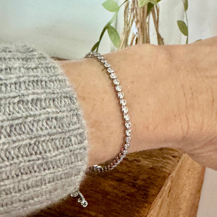 CZ PULL TIE BRACELET SILVER-Buy 2 Get 1 Free