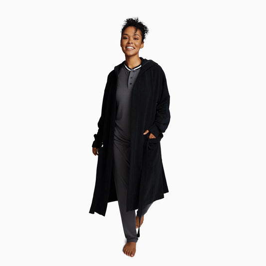 Black Soffle Waffle Lightweight Robe